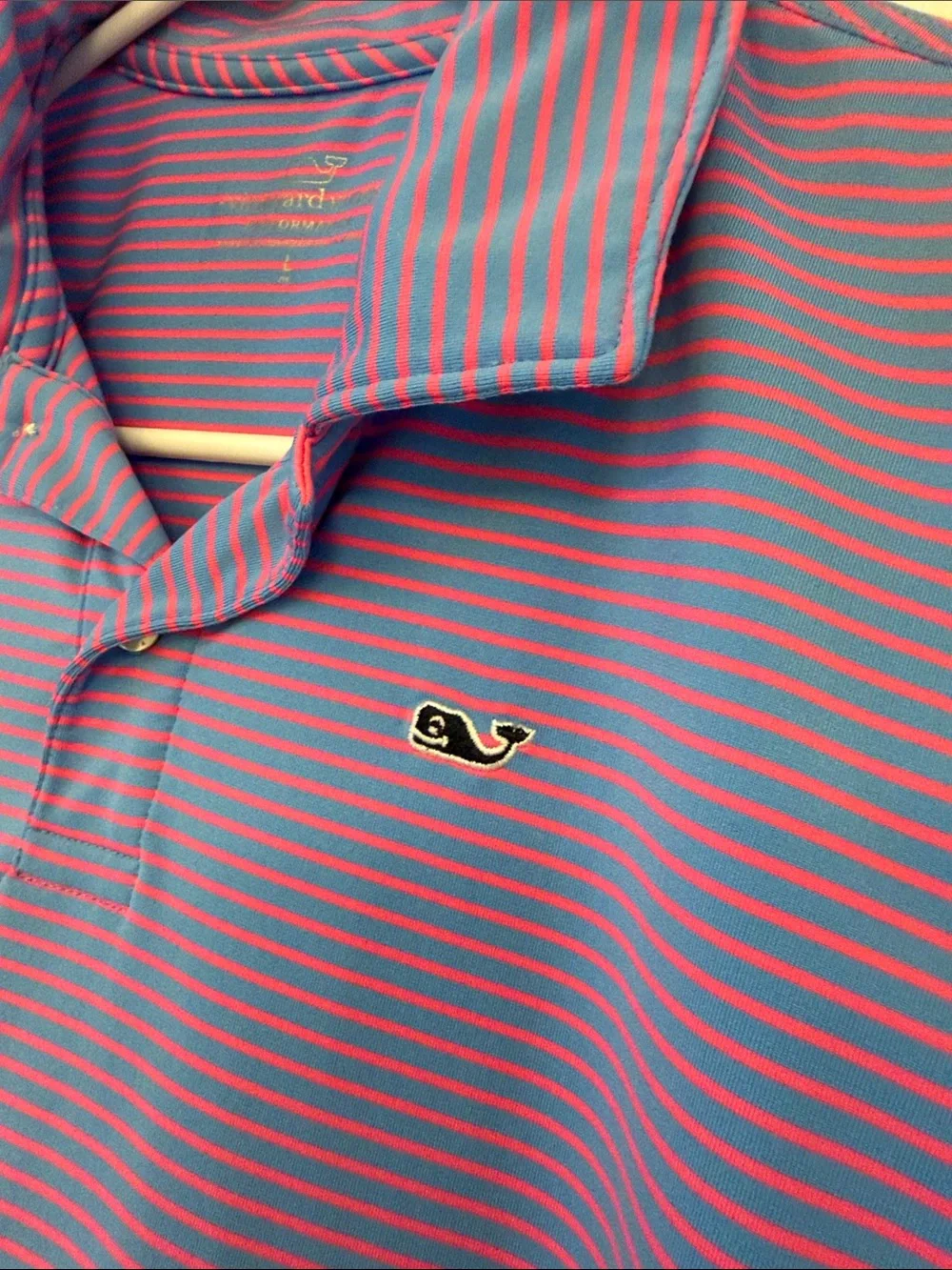 Vineyard Vines Blue with Pink Stripe Kid’s Polo